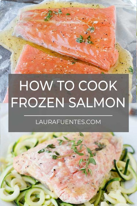 A picture of frozen salmon on a plate with seasoning How To Cook Frozen Salmon Fillets, How To Cook Frozen Salmon In The Oven, Salmon From Frozen Oven, Cooking Frozen Salmon In Oven, Cooking Salmon From Frozen, Baked Frozen Salmon Recipes Oven, How Long To Cook Salmon On Stove, Baked Salmon From Frozen, Baking Frozen Salmon In Oven