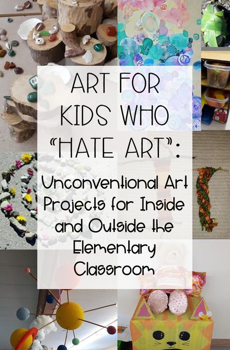 Art for Kids Who “Hate Art”: Unconventional Art Projects for Inside and Outside the Elementary Classroom – Inquiring Intermediates Elementary Art Choice Board, Homeschool Art Projects Middle School, Art Club Elementary Ideas, Art Teacher Hacks, Art For 5th Grade, Art Projects Elementary School, One Day Art Lessons Elementary, Art Projects For Elementary Students, Projects For Elementary Students