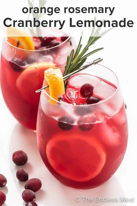 Cranberry Lemonade - The Endless Meal® Cranberry Syrup, Rosemary Lemonade, Cranberry Lemonade, Cucumber Lemonade, Holiday Mocktail, Cranberry Drinks, Cranberry Margarita, Lemon Drink, Lemonade Drinks