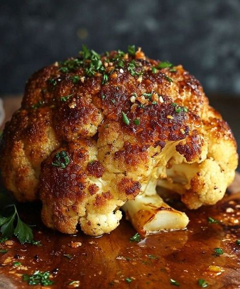 Vegan Classic Whole Roasted Cauliflower Whole Roasted Cauliflower With Feta, Whole Roast Cauliflower, Baked Whole Cauliflower Recipe, Cauliflower Whole Roasted, Whole Roasted Cauliflower Vegan, How To Roast Cauliflower In The Oven, Roast Cauliflower Oven, Whole Roasted Cauliflower Recipes, Whole Cauliflower Recipes