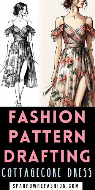 Cottagecore Dress Pattern Drafting Tutorial + Video - Sparrow Refashion: A Blog for Sewing Lovers and DIY Enthusiasts Sewing Pattern Cottagecore, Download Free Pdf Sewing Patterns, Cottagecore Dress Pattern, Sparrow Refashion, Plush Sewing, Corset Sewing, Pattern Drafting Tutorials, Sewing Garments, Dress Sewing Patterns Free