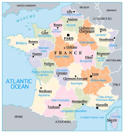 MAP OF FRANCE REAGIONS WITH CITIES | France Map  MAPPING OUT 2014 TRIP..... Map Of France, Belgium Germany, Nantes France, France Aesthetic, Paris Map, Chateau France, Visit France, France Map, Loire Valley