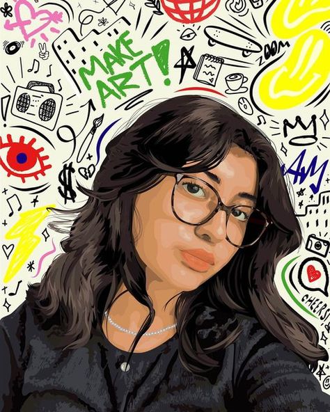 Alishbah Masood on Instagram: "make art ! self portrait in illustrator 🙃" Art Self Portrait, October 27, Make Art, Self Portrait, Illustrator, Doodles, On Instagram, Instagram, Art