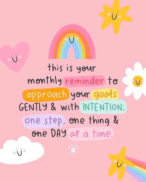 Laura Jane | Freelance Illustrator on Instagram: "Your monthly reminder to take this new month and fresh start one day at a time 💖 #monthlyreminder #selfcompassion #selflove" Last Day Of Month Quotes, This Month Quotes, New Month Quotes Motivation Fresh Start, May Inspirational Quotes, Every Day Is A Fresh Start, Laura Jane Illustrations, Take One Day At A Time Quotes, Last Day Of The Month Quotes, New Month Quotes Positivity