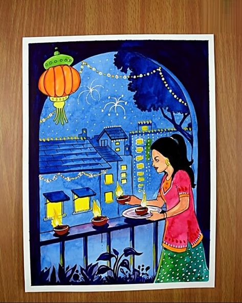 Diwali Drawing Projects for Kids Diwali Drawing Painting, Diwali Drawing Painting Ideas, Diwali Drawing Ideas, Drawing Projects For Kids, Diwali Festival Drawing, Drawing Diwali, Drawing Painting Ideas, Diwali For Kids, Diwali Art