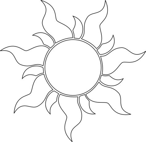 Tangled Sun Outline Tangled Sun, Tangled, The Sun, Sun, Black And White, White, Black