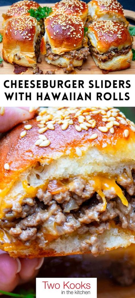 Our easy-to-follow recipe for juicy cheeseburger sliders with Hawaiian rolls brings you classic flavors without the fuss. Perfect for a game day crowd, appetizer, snack, or simple weeknight dinner.  You can skip making patties, flipping mini burgers, and individual assembly. This easy recipe is ready in about 30 minutes and wildly popular (so make lots!). Hawaiian Sliders Burgers, Burgers On Hawaiian Rolls, Hawaiian Roll Sliders Hamburger, Hawaiian Roll Ground Beef Sliders, Kings Hawaiian Burger Sliders, Cheese Burger Hawaiian Roll Sliders, Hawaiian Roll Sliders Burger, Hawiaan Rolls Dinner, Smash Burger Recipe Hawaiian Rolls