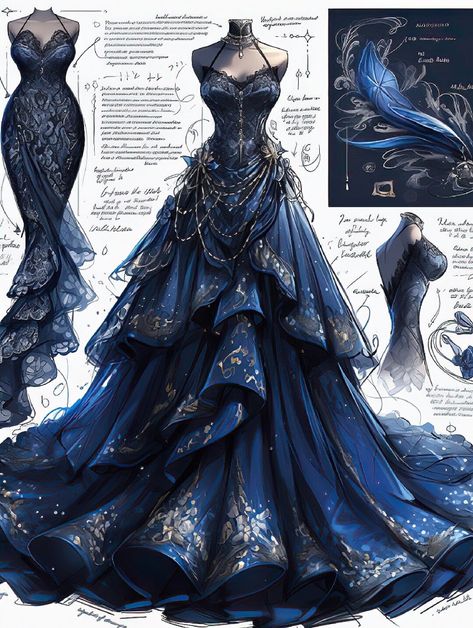 Manhwa Dress, Dreamy Gowns, Fashion Drawings, Dress Design Drawing, Clothing Design Sketches, Fantasy Dresses, Fashion Drawing Dresses, Dress Design Sketches, Fashion Illustration Dresses