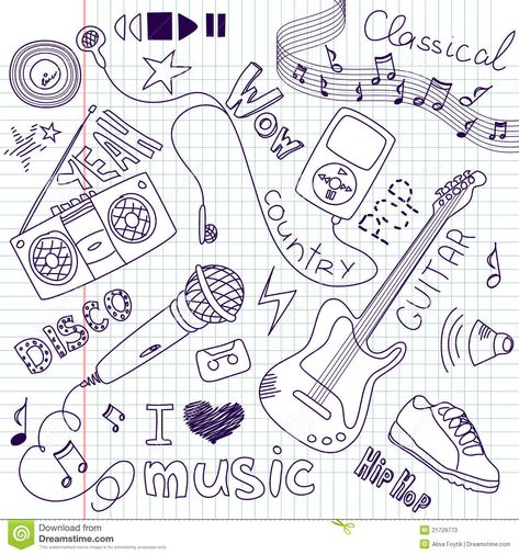 Guitar Doodle, Music Doodles, Hipster Doodles, Music Notes Drawing, Music Doodle, Note Doodles, Music Drawings, Doodle Icon, Music Wallpaper