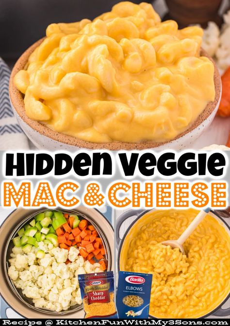 This Veggie Mac and Cheese recipe is a great way to get more veggies into your kids’ bellies. The soft cooked vegetables are blended into the cheesy sauce so the kids will never know there are hidden veggies! Soft Pasta Recipes, Kids Mac And Cheese Recipe, Hidden Veggie Mac And Cheese, Veggie Mac And Cheese Recipe, Crème Fresh, Daycare Recipes, Veggie Mac And Cheese, Hidden Vegetable Recipes, Mac And Cheese Sauce