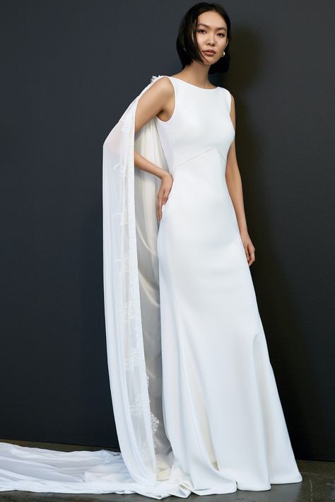 Savannah Miller Bridal Collection Spring 2021 Parisian Style Wedding, Savannah Miller, Crepe Wedding Dress, Cape Wedding Dress, Spring Wedding Dress, Minimalist Wedding Dresses, Bridal Fashion Week, Wedding Dress Trends, Princess Wedding Dresses