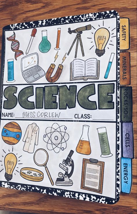 Aesthetic Science Project Ideas, Physical Science Cover Page, Physics Practical File Cover, Science Assignment Ideas, Front Page Ideas For Science Project, Science Holiday Homework Cover Page, Science Project Decoration Ideas School File Aesthetic, Science Portfolio Design, Science Practical File Cover Design