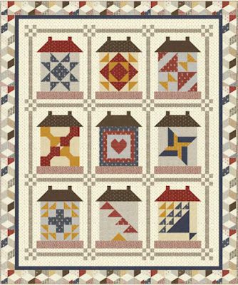 Quilt Inspiration: Free pattern day! House quilts All People Quilt, House Quilt Block, House Quilt Patterns, Quilt Stories, Panel Quilt Patterns, Farmhouse Quilts, Farm Quilt, Quilt In A Day, Sampler Quilts