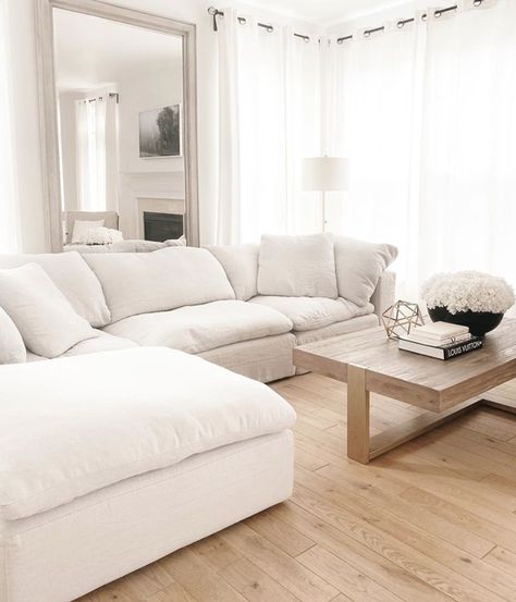 RESTORATION HARDWARE CLOUD SOFA COPYCAT Restoration Hardware Cloud Sofa, Restoration Hardware Cloud Couch, Affordable Living Room Decor, White Couch Living Room, Couches Living, White Couch, White Sectional, Small Space Living Room, Apartment Inspiration