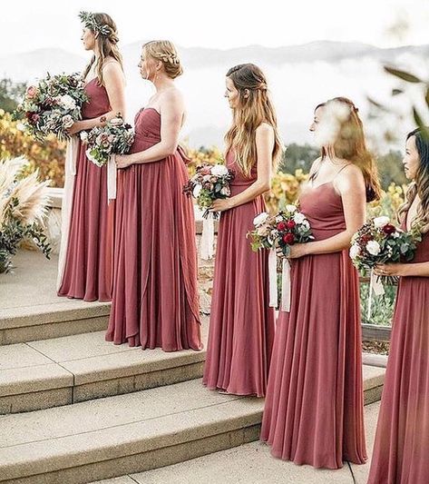 all cinnamon rose everything 🌹 featuring the inesse #jycinesse and cerise #jyccerise dresses | photo via @shopgildedsocial #jennyyoobridesmaids #jennyyoo Cinnamon Rose Bridesmaid, Rose Pink Bridesmaid Dresses, Fall Wedding Bridesmaids, Cinnamon Rose, Gorgeous Bridesmaid Dresses, Bridesmaid Dresses Uk, Wedding Color Trends, Rose Bridesmaid Dresses, Bridesmaid Dresses Strapless