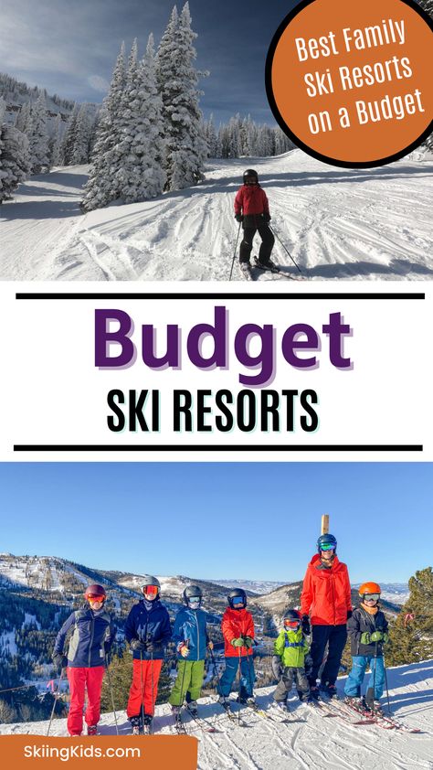 Best Family Ski Resorts on a Budget- family with kids skiing Ski Trip Family, Affordable Family Ski Trips, Ski Trip Itinerary, Ski Resorts In The Us, Christmas Trips For Families, Ski Trips, Ski Resorts, Best Family Ski Resorts, Ski Europe