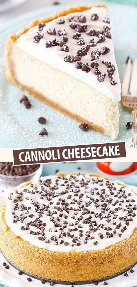 Cannoli Cheesecake Recipe, Cannoli Cheesecake, Italian Cheesecake, Life Love And Sugar, Cannoli Cake, Chocolate Peanut Butter Desserts, Italian Dessert, Peanut Butter Desserts, Mascarpone Cheese