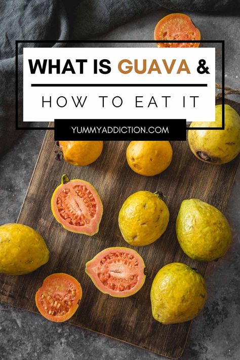 Whether you’re completely new to guava, or have enjoyed a few varieties and want to learn more, this guide about what guava is and how to eat it is for you. Discover how many delicious types there are, how to choose them, prepare them, enjoy them, and much more. #guava #guavapaste #tropicalfruit Recipes With Guava Fruit, How To Eat Guava, Guava Plant, Guava Recipes, Cherry Oatmeal, Guava Paste, Guava Jam, Pineapple Guava, Seeds Benefits