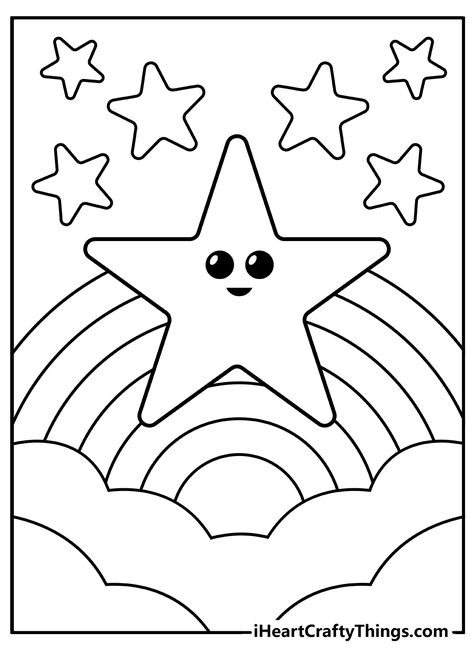 Cute Drawings To Print And Color, April Coloring Pages For Kids, Drawing For Kids To Color, Drawing For Colouring Kids, Star Coloring Sheet, Colouring Pages For Kindergarten, Coloring Pages For Kindergarten Free, Shapes Coloring Pages Free Printable, Free Color Sheets Printables