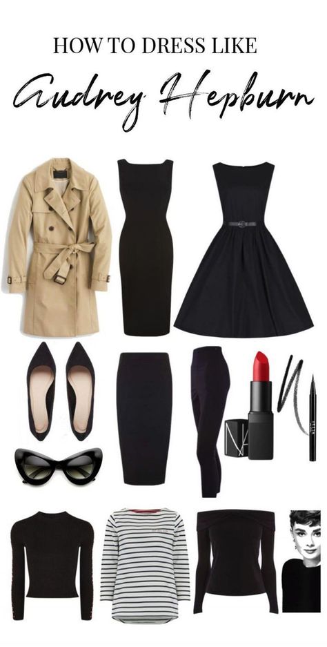 Audrey Hepburn style capsule wardrobe: how to dress like Audrey Hepburn Audrey Hepburn Style Outfits, Audrey Hepburn Outfit, Style Capsule Wardrobe, Style Capsule, Mode Tips, Audrey Hepburn Style, Fashion Capsule Wardrobe, Hepburn Style, Fashion Capsule