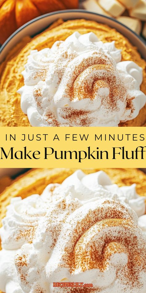 This pumpkin fluff recipe is the perfect no-bake treat for autumn gatherings. Pumpkin Pie Fluff, Lofthouse Cookie Recipe, Strawberry Cheesecake Salad, Pumpkin Fluff, Pumpkin Souffle, Souffle Recipes, Fluff Recipe, Sugar Free Pudding, Fall Desserts Easy