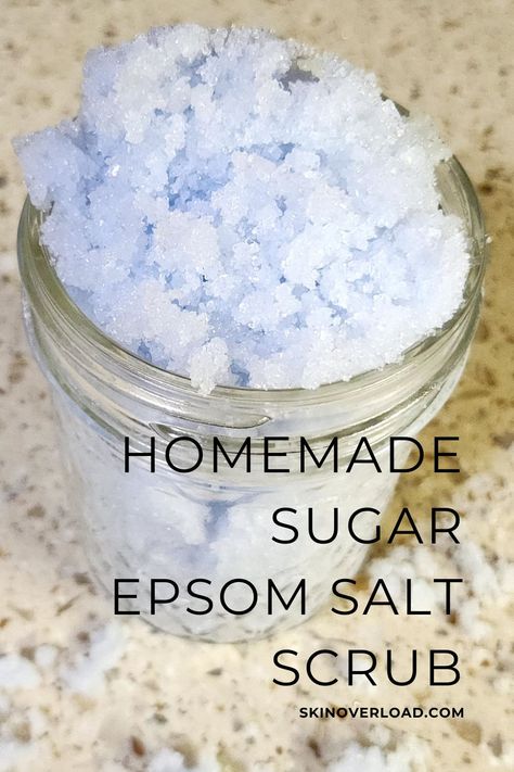 DIY Sugar and Epsom Salt Scrub Recipe Epsom Salt Scrub Diy, Epson Salt Scrub, Epsom Salt Scrub Recipe, Hand Scrub Recipe, Homemade Salt Scrub, Body Scrub Homemade Recipes, Epsom Salt Scrub, Salt Scrub Diy, Epsom Salt Benefits