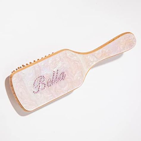 Amazon.com : Rhinestone Personalized Brushes Turtle Color Name Hair Brush Handmade Rhinestones Hairbrush | Natural Wooden Bamboo Brush Wide-Tooth, Ultra-Soft,Anti Static,Massage Scalp | Suit For All Hair Types : Beauty & Personal Care Bling Hair Brush, Pink Hairbrush Aesthetic, Custom Hair Brush, Aesthetic Hairbrush, Aesthetic Hair Brush, Cute Hairbrush, Christmas Wishlist Items, Pink Hair Care, Pink Hairbrush