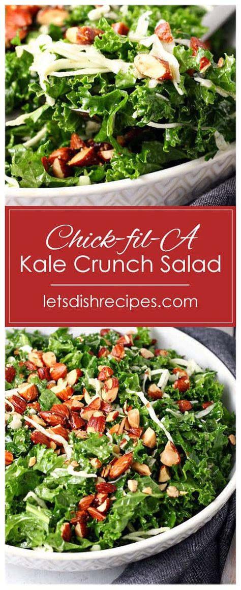 Chick-fil-A Kale Crunch Salad Lettuce Kale Salad, Hot Kale Salad Recipes, Cabbage Kale Salad Recipes, Veggie Salads Healthy, Copycat Mcalisters Savannah Chopped Salad Dressing, Kale Salad With Poppyseed Dressing, Best Kale Salad Dressing, Good Kale Recipes, Copycat Kale Crunch Salad