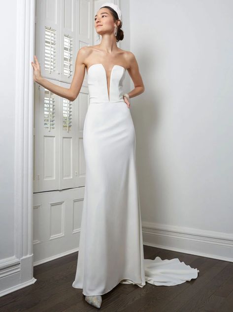 bhldn-wedding-dress-spring2021-01 City Hall Wedding Dress, Willowby By Watters, Bhldn Wedding Dress, Bhldn Wedding, By Watters, Bhldn Dress, Neck Wedding Dress, Anthropologie Wedding, Trumpet Wedding Dress