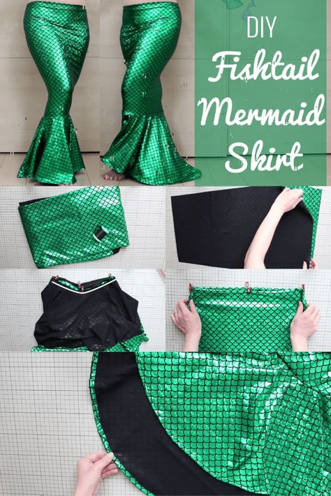 Mermaid Costume Pattern, Mermaid Tail Skirt Pattern, Mermaid Costume Sewing Pattern, Mermaid Costume Diy Womens, Diy Kids Mermaid Costume, Ariel Diy Costume, Kostum Mermaid, Diy Mermaid Skirt, Fishtail Skirt Pattern