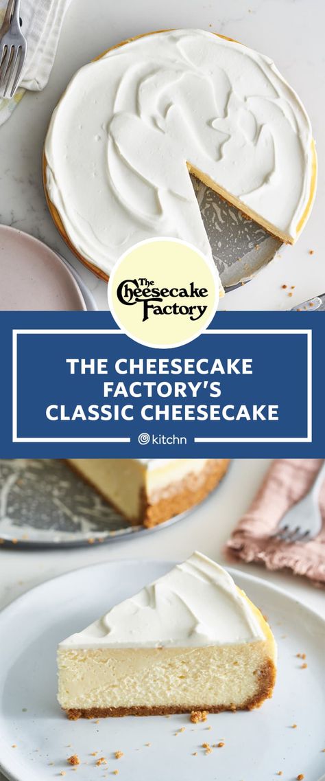 Cheesecake Factory Original Cheesecake Recipe, Cheesecake Factory Original Cheesecake, Cheesecake Factory Cheesecake, Original Cheesecake Recipe, Original Cheesecake, Sour Cream Cheesecake, Cheesecake Factory Copycat, Cheesecake Factory Recipes, Cheesecake Recipes Classic