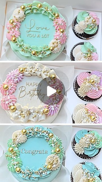 How To Decorate Mini Cakes, Mini Buttercream Cakes, Mini Decorated Cakes, Two Cupcakes, Video Cake, Decorating Chocolate, Bolo Frozen, Decorated Cupcakes, Cake Homemade