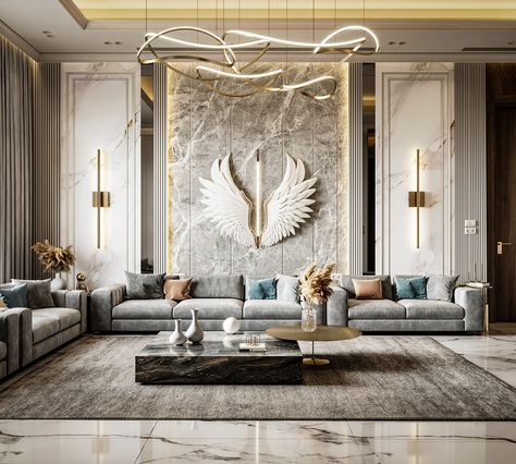 Men Majlis on Behance Marble Walls, Drawing Room Design, Drawing Room Interior, Drawing Room Interior Design, Desain Pantry, Neoclassical Interior, Luxurious Interior, Design Apartment, Living Room Design Decor