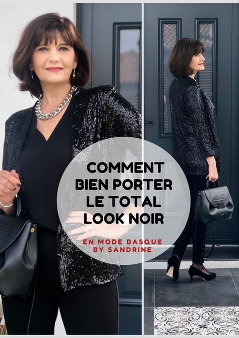 Total look noir @charlottfrance - Conseils mode femme plus de 50 ans Pantalon Noir Outfit, Trendy Fall Outfits, Total Look, Trendy Fall, Porter, Fall Outfits, Fashion Outfits, Black, Autumn Outfits