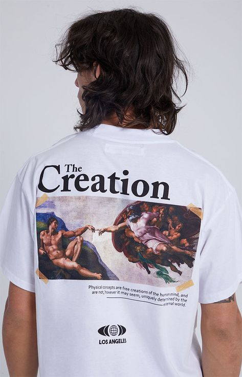 Creation Oversized T-Shirt Cropped Oversized Tshirt, Minimal Shirt Design, Minimal Streetwear, Pacsun Mens, Typography Shirts, Aesthetic Fits, Graphic Tee Design, Tshirt Outfits, Vintage Streetwear