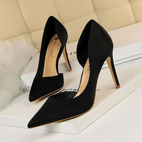 High Heel Dress, Basic Heels, Wedding Shoes Heels, Satin Heels, Super High Heels, Pointed Toe Heels, Stiletto Pumps, Fashion High Heels, Black High Heels