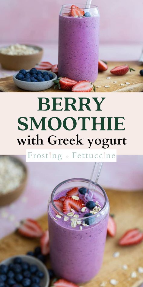 Smoothie Yogurt Frozen Fruit, Oats Smoothies Breakfast, Frozen Berry Yogurt, Smoothie Recipes With Yogurt And Frozen Fruit, Yogurt Strawberry Smoothie, Blueberry Greek Yogurt Smoothie, Greek Yogurt Smoothie Protein, Mixed Berry Smoothie With Yogurt, Easy Berry Smoothie Recipes