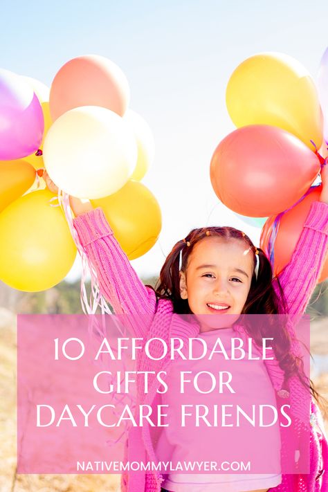 Affordable gifts for daycare friends under $20. #toddlerbirthday #daycarefriends #kidbirthday Daycare Gifts, Toddler Daycare, Toddler Parenting, Toddler Birthday Gifts, Goodbye Gifts, Kids Daycare, Preschool Gifts, Birthday Gift Bags, Farewell Gifts