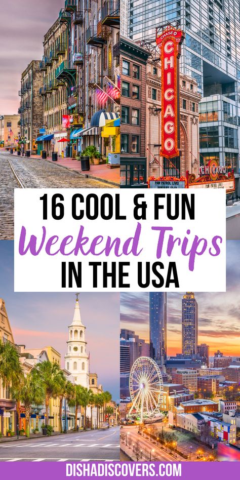 Best Short Trips Usa, Usa Weekend Trips, Fun Trips With Friends, Best 3 Day Weekend Trips, Memorial Day Weekend Trips, Vacation Ideas For Couples United States, Must See Travel Destinations, Anniversary Vacation Ideas United States, Best 4 Day Vacations In The Us