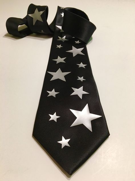 "High quality necktie. Great material. Very durable. 3.2'' at the widest point, 58\" long from tip to tip. Adult necktie. If you need something added or changed feel free to message me. Custom designs are welcome, I will do my best to make it on a tie, no set up fee for custom graphic. You pay only if you approve the final look on the tie. I try to ship the next business with USPS First Class Shipping which takes 3-5 days to arrive. If you order more then 3 ties I will ship Priority Mail 2-3 day Star Clothes, Stars Outfit, Star Tie, Fancy Things, Astral Projection, Tie Design, Fantasias Halloween, Cool Ties, Custom Ties