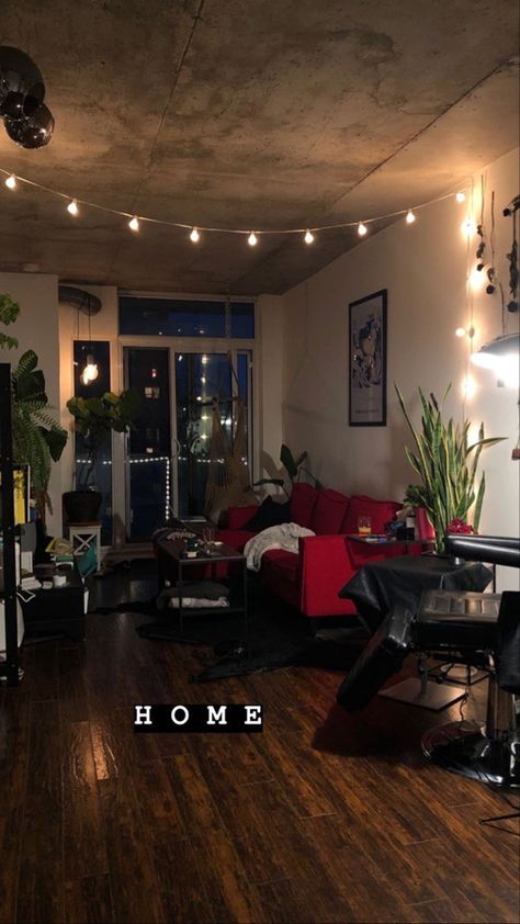 Small Dark Apartment Aesthetic, Eccentric Room Ideas, Chaotic Apartment Aesthetic, Masculine Studio Apartment Ideas, Grunge Apartment Living Room, Grunge Minimalist Room, Edgy Apartment Aesthetic, Grunge Apartment Aesthetic Living Room, Rockstar Apartment Aesthetic