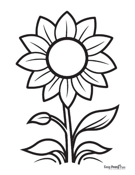 Pretty Flower Easy Sunflower Drawing, Sunflower Coloring, Printable Sunflower, Sunflower Template, Flower Coloring Sheets, Sunflower Coloring Pages, Train Coloring Pages, Leaf Coloring Page, Flower Pattern Drawing