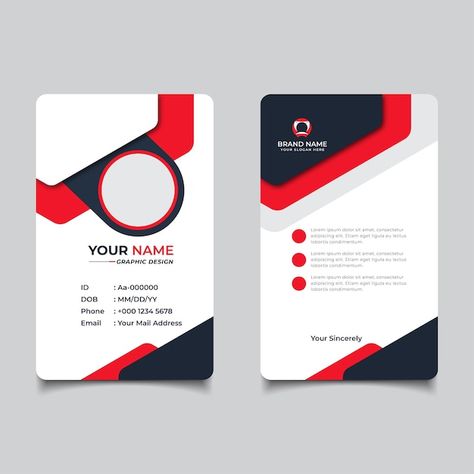 Employee Card Design Creative, Business Card For Designer, Employee Id Card Design Creative, Identification Card Design, Id Card Design Creative, Company Id Card Design, Id Card Design Template, Id Template, Company Brochure Design