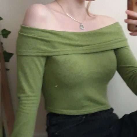 Green Apple Outfit, Apple Green Outfit, Quirky Girl, Green Girl, Girls Wardrobe, Green Outfit, Outfits Aesthetic, One Shoulder Blouse, Sustainable Fashion