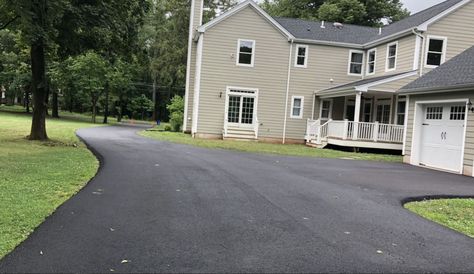 Concrete vs. Asphalt Driveway - Cost, Differences, Pros, Cons Concrete And Asphalt Driveway, Stamped Asphalt Driveway, Resealing Asphalt Driveway, Asphalt Millings Driveway, Asphalt Driveway Ideas, Driveway Ideas Cheap, Driveway Posts, Blacktop Driveway, Driveway Materials