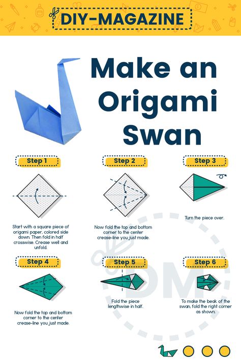 Origami Swan Step By Step, Easiest Origami, Swan Origami, Paper Swan, Basic Origami, Swan Pictures, Origami Birds, Beautiful Origami, Origami Swan