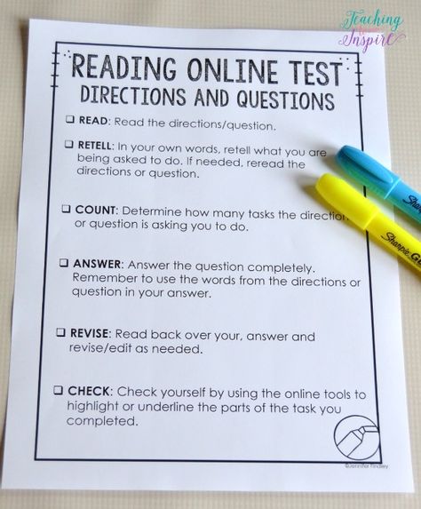 FREE printable for teaching students how to read and understand online testing directions and questions. Jennifer Findley, Testing Motivation, Test Taking Strategies, Testing Strategies, Text Dependent Questions, Importance Of Time Management, State Testing, Online Tests, Test Taking