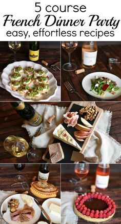 January Dinner Party Menu Ideas, Easy 4 Course Meal Ideas, 3 Course Meal Ideas, French Dinner Menu, French Charcuterie Board, French Dinner Party, French Meal, Dinner Party Food, French Dinner Parties