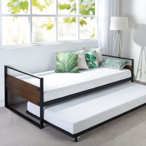 Barrett Twin Daybed with Trundle Metal Daybed With Trundle, Trundle Mattress, Twin Daybed With Trundle, Twin Daybed, Metal Daybed, Wood Daybed, Classy Bedroom, Top Beds, Daybed With Trundle