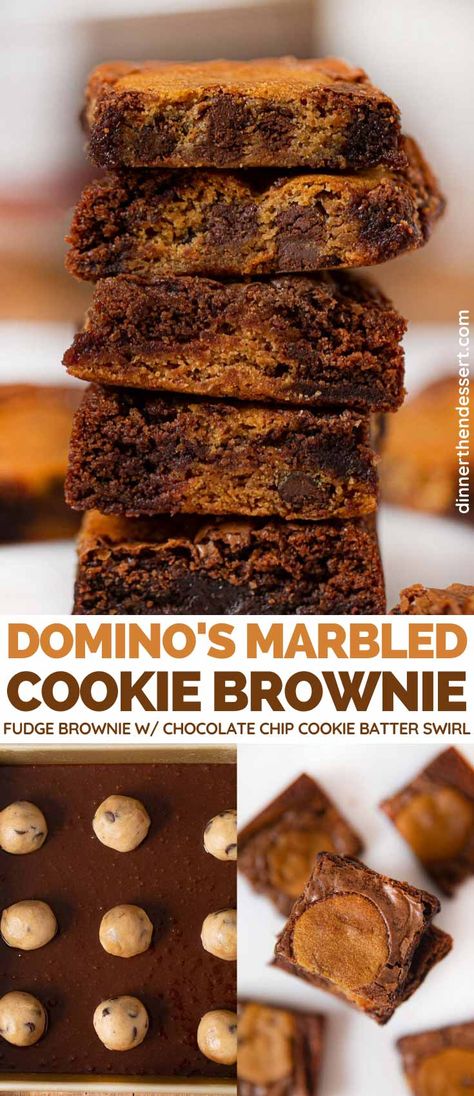 Domino's Marbled Cookie Brownie (Copycat) is the gooey, chocolatey treat satisfies any sweet tooth. #dominos #brownies #brookies #dominosrecipes #copycatrecipes #dessert #dinnerthendessert Dominos Brownies, Cookie Brownie, Brownie Bars, Dinner Then Dessert, Cookie Brownie Recipe, Delicious Brownies, Cooking Recipes Healthy, Brownie Recipe, Brownie Cookies